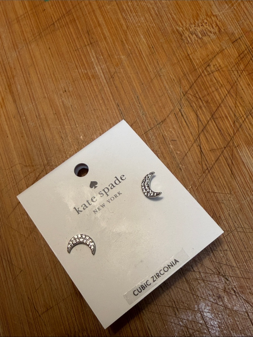 kate spade silver crescent moon crystal stud earrings